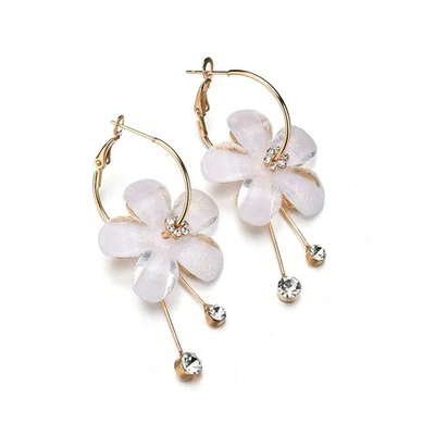  Stylish Elegant Korean Style Long Tassel Circle Transparent Flower Shape - Image 1 of 4