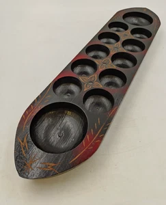 Congkak Wooden Board Large Mancala Board Game Painted & Carved 65cm Length - Picture 1 of 13