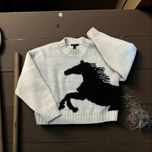 Forever 21 weißer Pferdepullover L • 100% Acryl Reitsport Strickpullover - Bild 1 von 11