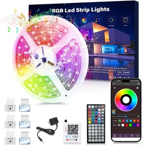 32.8ft Waterproof Outdoor LED Strip Lights Color-Changing RGB with Remote App - Picture 1 of 6
