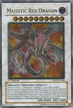 YuGiOh Majestic Red Dragon (V.2) ABPF-EN040 Ultimate Rare Amerikanisch Good unl. - Bild 1 von 2