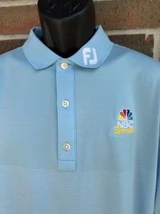 Herren Large FJ Footjoy bestickt NBC SPORTS Pfau himmelblau gestreift Polo Shirt - Bild 1 von 7