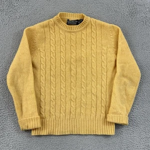 Maglione lana Shetland vintage uomo piccolo giallo maglia cavo manica lunga anni 60 - Foto 1 di 11