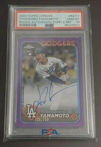 2024 Topps Chrome #RA-YY Yoshinobu Yamamoto RC Purple Refractor AUTO - PSA 10 - Bild 1 von 2