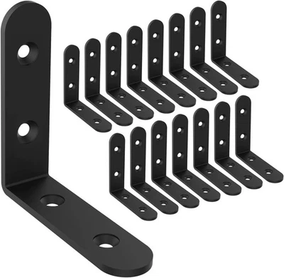 Shelf Brackets Corner Brace Black Steel L Brackets for Shelves Decorative Wall M - Image 1 of 4