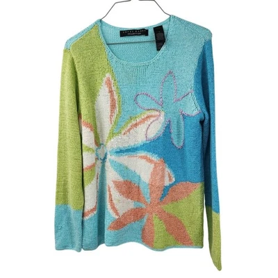 Crazy Horse Floral Knit Sweater Womens Size Medium M - Image 1 of 4