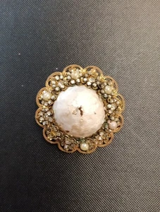 Seltene Vintage Miriam Haskell signierte Kunstperlen-Blumenbrosche wie abgebildet J-22 - Bild 1 von 4