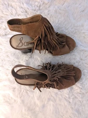 Sandalia Sam Edelman Elaine color tostado flecos talla 6 Foto 1 de 4