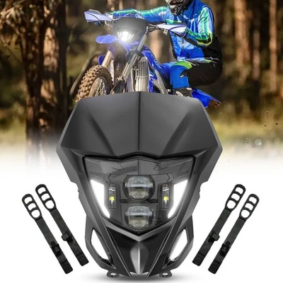 DOT LED 车头灯 DRL 黑色保护壳 适用于雅马哈 WR250F WR400F WR450F 2007-2024 — 第 1/4 张图片