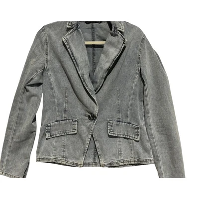 Dictionary Denim Blazer Women's Sz M Fitted Jacket Stretch career boho Cowgirl - Image 1 of 4