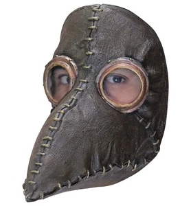 Plague Doctor Black Medieval Physician Evil Horror Mens Costume Latex Face Mask - Picture 1 of 1