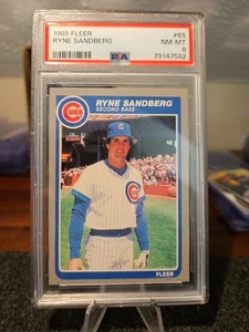1985 Fleer #65 Ryne Sandberg Chicago Cubs HOF PSA 8 NM-MT - Picture 1 of 2