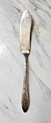 Cuchillo de mantequilla maestro mango plano placa plata Oneida Community Lady Hamilton Foto 1 de 3