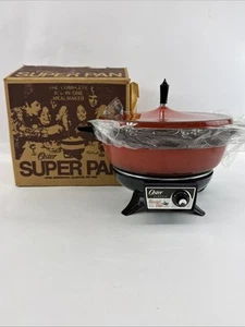 Vintage Oster Super Pan Buffet Cooker Server Complete Super Pan Flame Red New - Picture 1 of 16