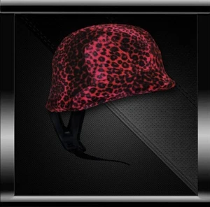 Faux Fur Red Cheetah Skinners Helmet Cover For German DOT Helmet - Bild 1 von 4