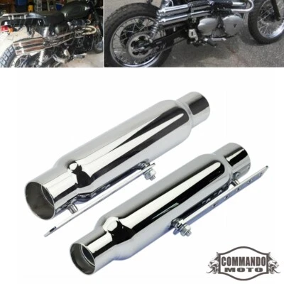 2 Pcs Motorcycle Exhaust Pipes For Honda Suzuki Harley Yamaha BMW Cafe Racer - Image 1 of 4