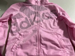 Adidas-kids Zipup Track Jacket Pink With Logo Size 10-12 Medium M - Picture 1 of 2