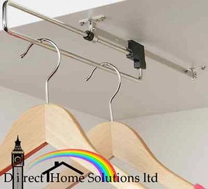 HAFELE WARDROBE RETRACTABLE PULL OUT RAIL HANGING STORAGE - Picture 1 of 11