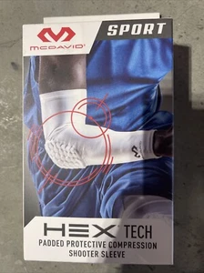 McDavid Arm Hex Tech Padded Protective Compression White Shooter Sleeve Size S/M - Picture 1 of 2