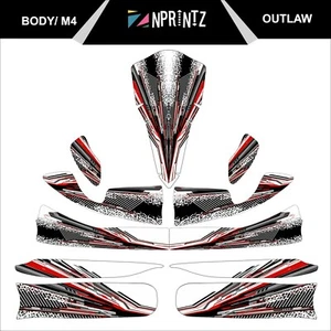 M4 OUTLAW FULL KART STICKER KIT - KARTING - OTK - EVK M4 - Afbeelding 1 van 3