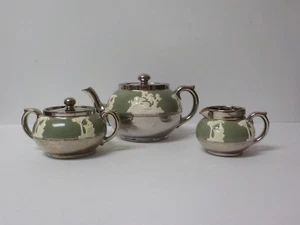 Gibsons Staffordshire England Silver Luster 3-Piece Tea Set, c. 1950's - Picture 1 of 12