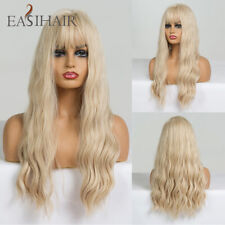 EASIHAIR Long Light Blonde Wave Wigs with Bangs For Women Synthetic Hair Wavy