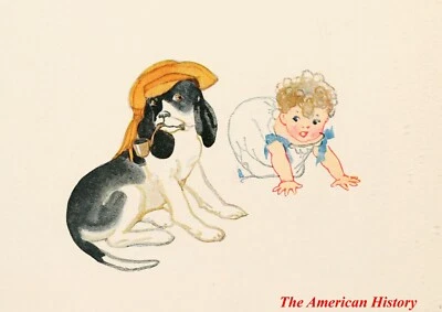 3420 Dodge Katharine S 1890-1979 - Tales of Little Dogs 1921 - Playing with baby - Bild 1 von 2