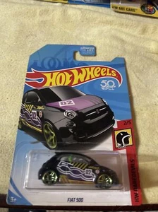2017 Hot Wheels HW DareDevils 2/5 ~ FIAT 500 ~ Black /Purple - 50th Anniversary - Picture 1 of 2