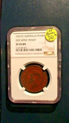 1941 P Australia Penny NGC XF45 BN DOT AFTER PENNY 1P Coin PRICED FOR QUICK SALE - Image 1 of 4