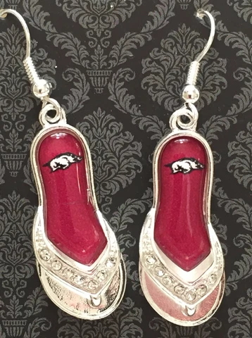 New Arkansas Razorbacks Flip Flop Earrings, Fish Hook, Gifts for Her Mom Cover