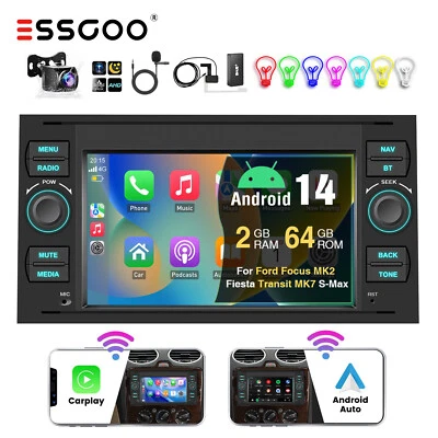 DAB+ Autoradio Android 14 CarPlay Für Ford Focus Transit MK7 C S-Max GPS KAM 64G - Bild 1 von 4