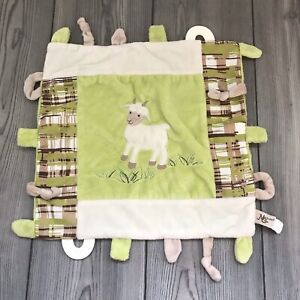 HTF Maison Chic Lamb Sheep Goat Security Blanket Lovey Teether Trees Brown Green