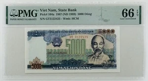 Vietnam 5000 Dong 1987 Pick# 104a PMG: 66 EPQ GEM UNC. #PL2390 - Picture 1 of 2