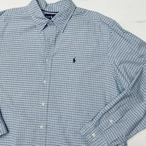 Ralph Lauren Long Sleeve Blue Check Classic Fit Business Academia Shirt XXL - Picture 1 of 10