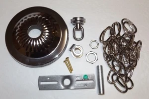 5" NICKEL PLATED CEILING CANOPY KIT WITH 3' CHAIN FOR LIGHT FIXTURES NEW 54608JQ - Picture 1 of 4