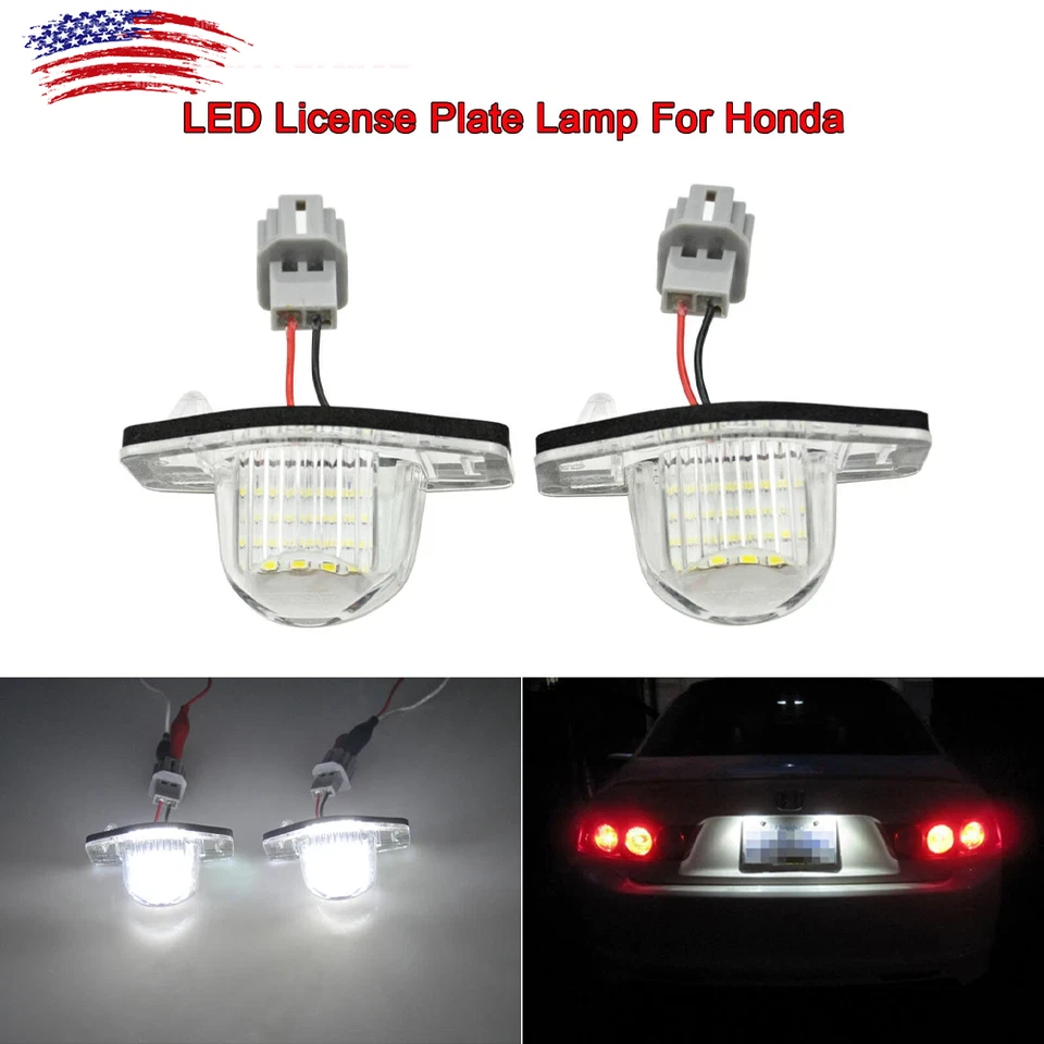 White LED License Plate Lights Lamp For Honda CRV Fit Odyssey Element Crosstour Foto 1 de 4