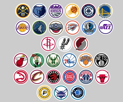 Handcrafted Basketball Team Magnets 2" FULL SET/ALL 30 TEAMS.  For Fan Standings - Image 1 of 3