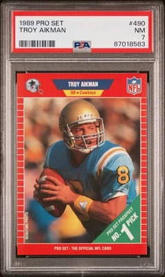 Juego profesional 1989 #490 Troy Aikman radiocontrol novato Dallas Cowboys Hof PSA 7 casi nuevo Foto 1 de 2