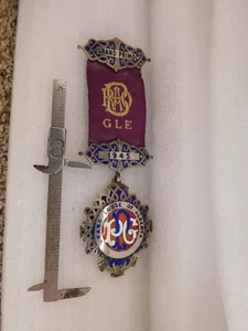 Alte 1945 Sterling Silber GLE Grand Primo Grand Lodge of Alberta Award Medaille - Bild 1 von 9