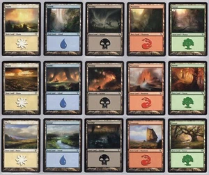 Avacyn Restored - 1x Complete 15 Card Basic Land Set - Near Mint - Picture 1 of 1