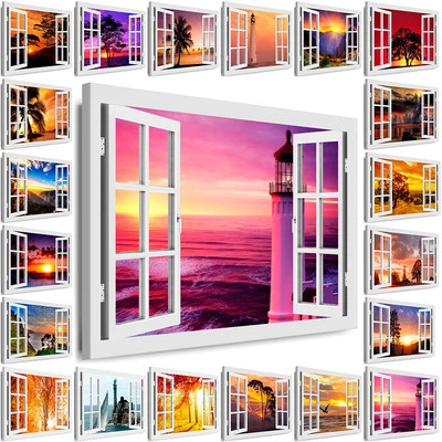 BILDER XXL Fenster WANDBILDER LANDSCHAFT Leinwand Bild Meer Fensterblick Natur - Bild 1 von 2