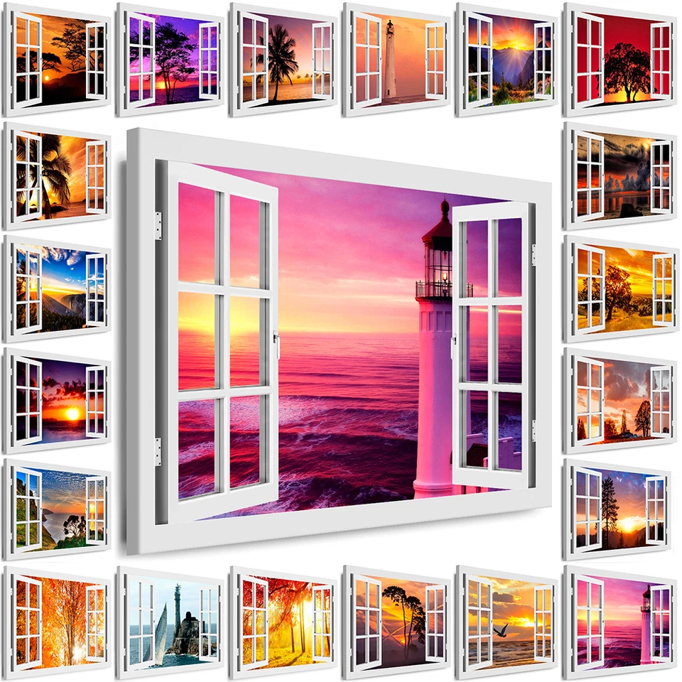BILDER XXL Fenster WANDBILDER LANDSCHAFT Leinwand Bild Meer Fensterblick Natur - Bild 1 von 2