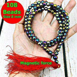 Necklace 8mm Leklai Mala 108 Beads Magnetic Rainbow Somporn Thai Amulet #17426 - Picture 1 of 9