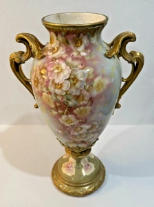 Royal Bonn Germany Franz Anton Mehlem Large Floral Urn Vase 18" Tall CRACK READ - Picture 1 of 19