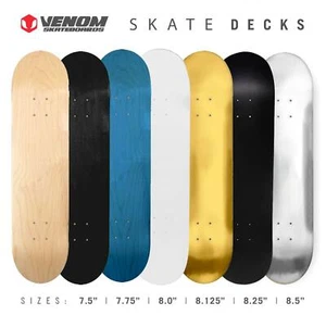 Venom Skateboards Plain Skateboard Deck Maple Wood Blank Skate Board Decks - Picture 1 of 29