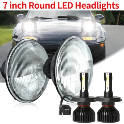 Pair 7inch For 90-97 Mazda NA Miata MX5 MX-5 H6024 LED Headlights Hi/Lo Beams ++ - Image 1 of 4