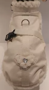 Abrigo de invierno Chihuahua felpa XS S M abrigo de perro blanco crema repelente al agua corazón - Imagen 1 de 4