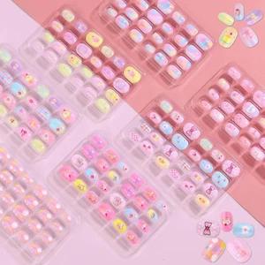 Kids Press Nails for Girls, 168Pcs Children Fake Nails Pre Glue Nail Stickers Fu - Picture 1 of 7