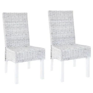 2 Pcs Dining Chairs Kubu Rattan Stylish Elegant Kitchen Seat Furniture Handmade - Picture 1 of 8