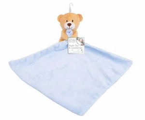 Baby Toddler Blanket Comforter Boy Girl Teddy Bear Super Soft Blue Pram Cot - Picture 1 of 6